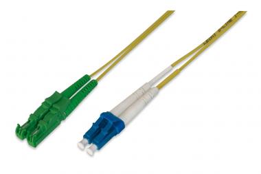 LWL Patchkabel, E2000 (8° APC) auf LC (UPC), Singlemode 