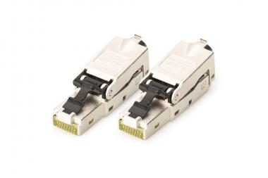 CAT 6A Feldstecker, STP mit Staubschutzkappe, Knickschutz, 2 Stk. 