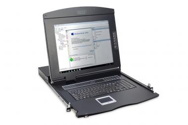 Modulare Konsole mit 17-Zoll TFT (43,2cm), 1-Port KVM + Touchpad, schweizer Tastatur 