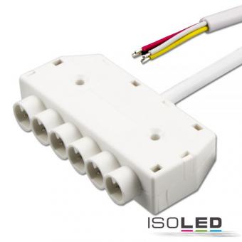Mini-Plug RGB 6-fach Verteiler, female, 1m, 4-polig, weiß, max. 24V/6A 