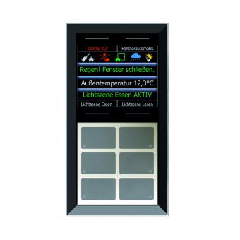 GT rahmenlos, schwarz, 6 + 4 Tasten, 6 LEDs, 2,8-Zoll Display, integr. TS 