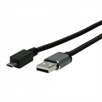 USB 2.0 Kabel, A zu Micro B, Stecker/Stecker, reversibel 
