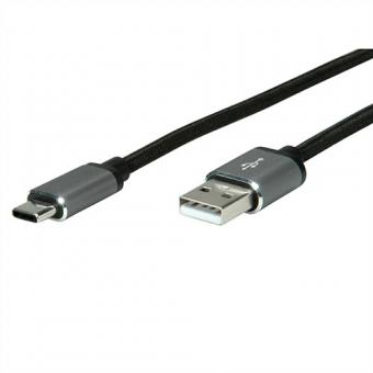 USB 2.0 Kabel, C zu A, Stecker/Stecker, schwarz 