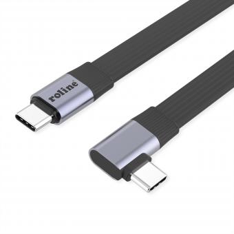 USB4 2.0 Flachkabel, C-C, ST/ST, 8K UHD-2, 80Gbit/s, 240W, schwarz, 0,13m 