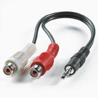 Kabel 3,5mm Stecker zu Cinch (2x Buchse), 0,2m 