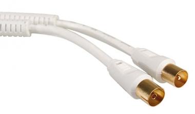 Câble d'antenne, >100dB, fiche/prise, avec ferrites, blanc 