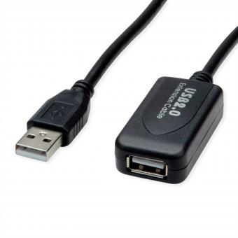 USB 2.0 Verlängerung, aktiv, mit Repeater, schwarz, 15m 