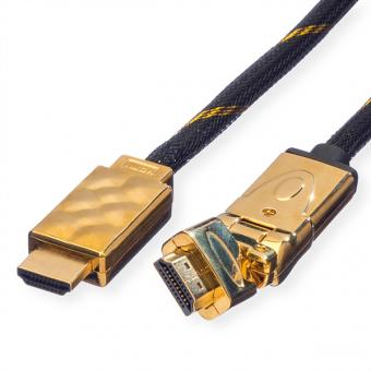 HDMI Kabel, mit Ethernet, drehbar, Gold, 2m 