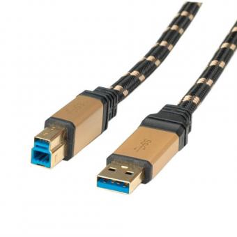 Câble USB 3.0, A à B, mâle/mâle, or 