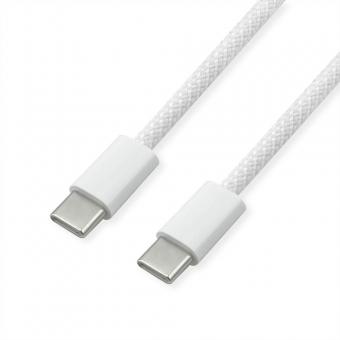 USB 2.0 Kabel, Typ C-C, ST/ST, 60W, weiß, 1m 