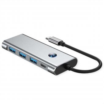 Station d'accueil USB-C, HDMI 4K60, 3 ports USB-A + Type-C PD, 1 emplacement SD/MicroSD (TF) 
