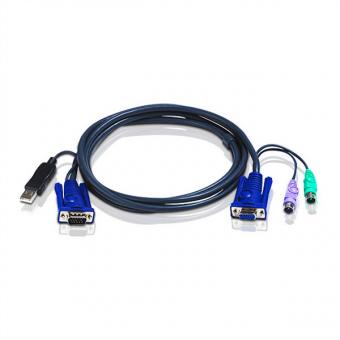 2L-5502UP Câble KVM VGA USB - PS/2, noir, 1,8m 