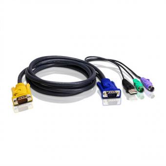 2L-5302UP Câble KVM USB PS/2, noir, 1,8m 