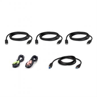 2L-7D02UDPX6 1,8 M USB DisplayPort Triple Display KVM Kabel-Set, schwarz, 1 