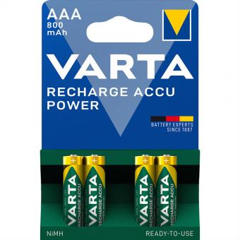 NiMH Akku Micro, AAA, HR03, 4er, 1,2V, 800mAh, vorgeladen, sofort einsatzb 