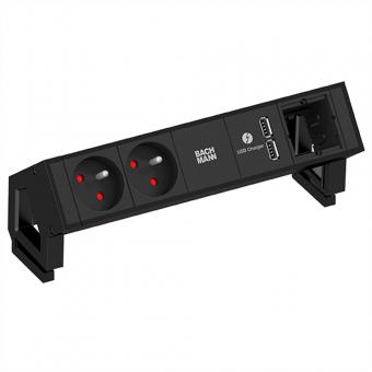 DESK2 2xUTE 1xUSB Charger 1xCM courant 0,2m GST18 RAL9005 