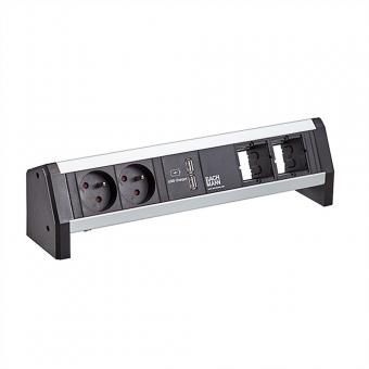 DESK 1 Multiprise, 2x 2P+T, 1x chargeur USB, 2x modules Custom 