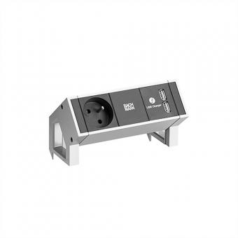 DESK2 1xUTE 1xUSB Chargeur courant 0,2m GST18 INOX 