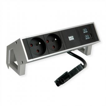 DESK2 2xUTE 1xUSB A/C 22W 0,2m GST18 INOX 