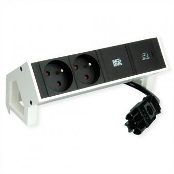 DESK2 2xUTE 1xUSB C 30W 0,2m GST18 RAL9010 