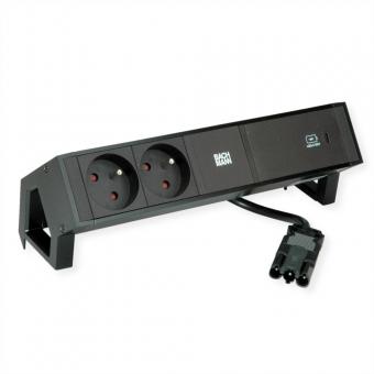 DESK2 2xUTE 1xUSB C 60W 0,2m GST18 RAL9005 