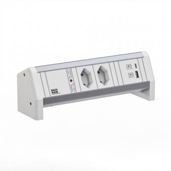 DESK 2xCH 0° 1xUSB A/C 22W GST18 RAL9010 