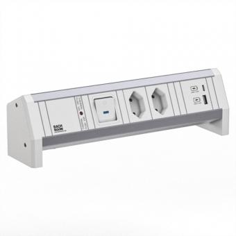 DESK 2xCH 0° 1xUSB A/C 22W 1xSchalter GST18 RAL9010 