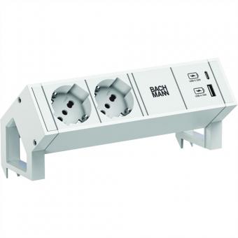 DESK2 2xP40 1xUSB A/C 22W 0,2m GST18 RAL9010 