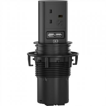 ELEVATOR 1xUK 5A 1xUSB Charger 0,5m GST18 RAL9005 