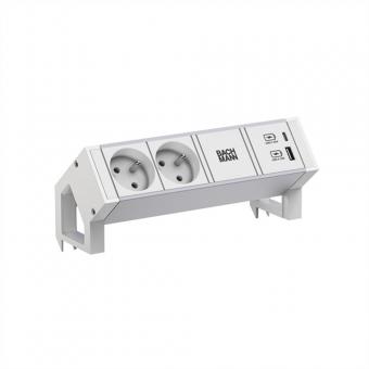 DESK2 ALU WHITE 2xUTE 1xUSB A/C 22W 0,2m GST18 