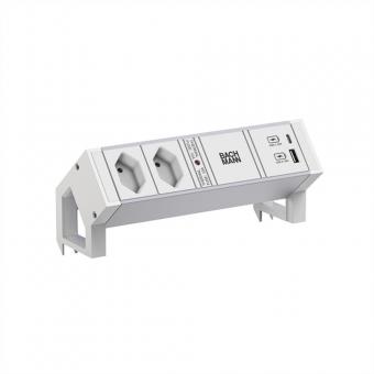 DESK2 ALU WHITE 2xCH 0° 1xUSB A/C 22W 0,2m GST18 