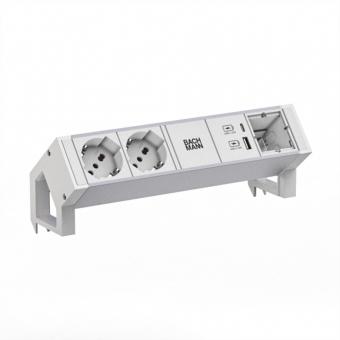 DESK2 ALU WHITE 2xP40 1xCM 1xUSB A/C 22W 0,2m GST18, ws 