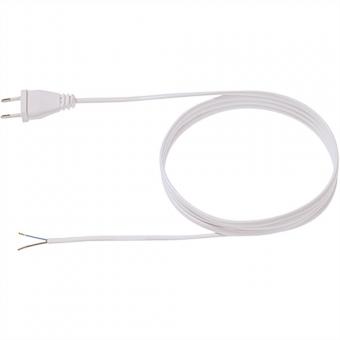 Câble d'alimentation 2x0,75 2m blanc, H03VVH2-F fiche Euro non emballée 