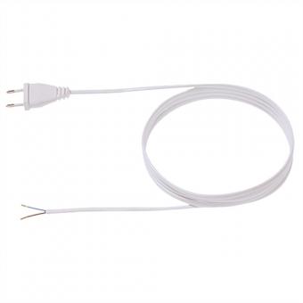 Câble d'alimentation 2x0,75 3m blanc, H03VVH2-F fiche Euro non emballée 