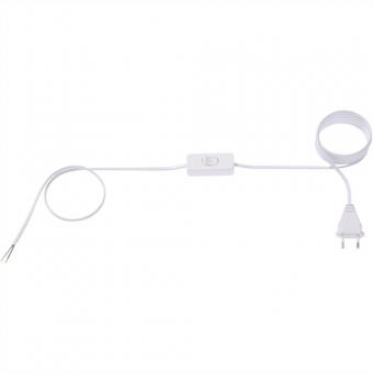 Câble d'alimentation 2x0,75 1,8m blanc, H03VVH2-F fiche Euro non emballée Interrupteur 