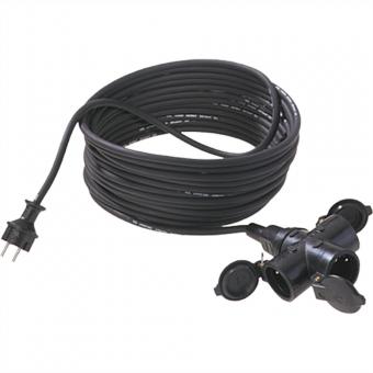 Extension 3G1,5mm², 3x, H07RN-F Gummi/Neopren 3fach, schwarz, 5m 