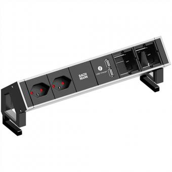 DESK2 2xCH T13 USB Charger 2xCM, Strom 0,2m GST18 Inox lackiert Schweiz 