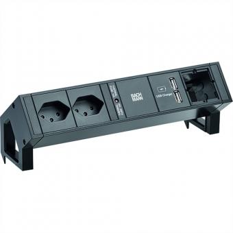 DESK2 2xCH USB Charger 1xCM, Strom 0,2m GST18 RAL9005 Schweiz 