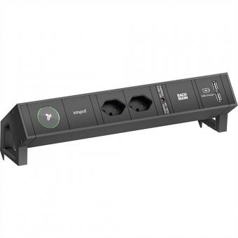 DESK2 iotspot 2xCH USB Charger, 0,2m GST18, RAL9005 Schweiz 