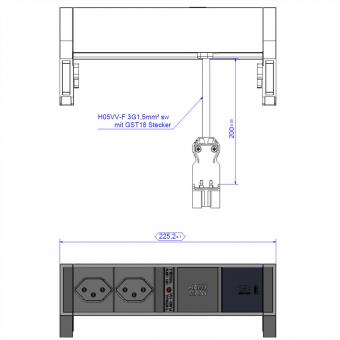 DESK2 2xCH 1xUSB C 30W, 0,2m GST18 INOX Schweiz 