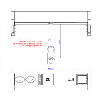 DESK2 2xCH 1xUSB C 60W 1xCM, 0,2m GST18 INOX Schweiz 