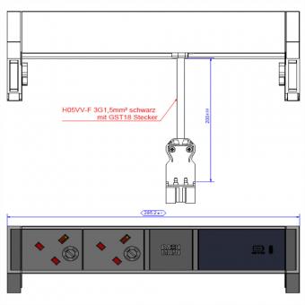 DESK2 2xUK 1xUSB C 60W, 0,2m GST18 INOX Großbritannien 