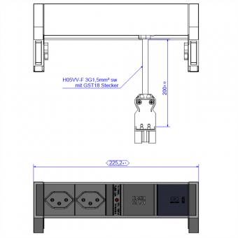 DESK2 2xCH 1xUSB C 30W, 0,2m GST18 RAL9010 Schweiz 