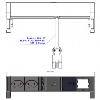 DESK2 2xCH 1xUSB C 30W 1xCM, 0,2m GST18 RAL9010 Schweiz 