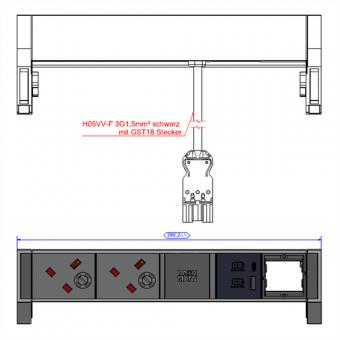 DESK2 2xUK 1xUSB A/C 22W 1xCM, 0,2m GST18 RAL9010 Großbritannien 