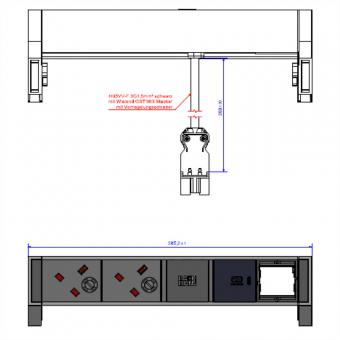 DESK2 2xUK 1xUSB C 30W 1xCM, 0,2m GST18 RAL9010 Großbritannien 