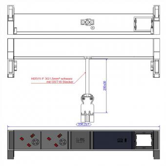 DESK2 2xUK 1xUSB C 60W 1xCM, 0,2m GST18 RAL9010 Großbritannien 