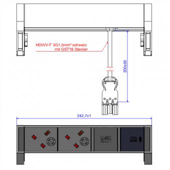 DESK2 2xUK 1xUSB C 30W, 0,2m GST18 RAL9005 Großbritannien 