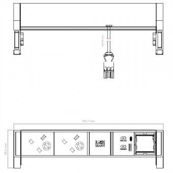 DESK2 2xUK 1xUSB A/C 22W 1xCM, 0,2m GST18 RAL9005 Großbritannien 
