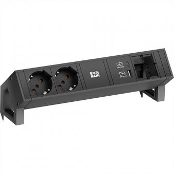 DESK2 2xP40 1xUSB A/C 22W 1xCM, 0,2m GST18 RAL9005 Italien 